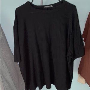 NastyGal Plus Size Black Ribbed Tee Oversized Sz20